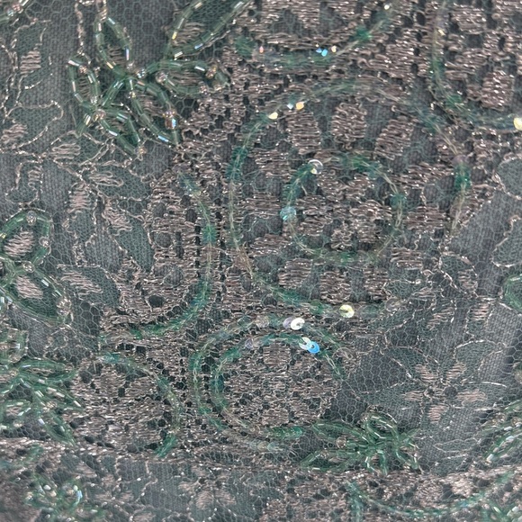 Liancarlo Couture Vintage Teal Silver Lace Overlay Sheath Dress Sz 52 / US 16-18 - Picture 8 of 11